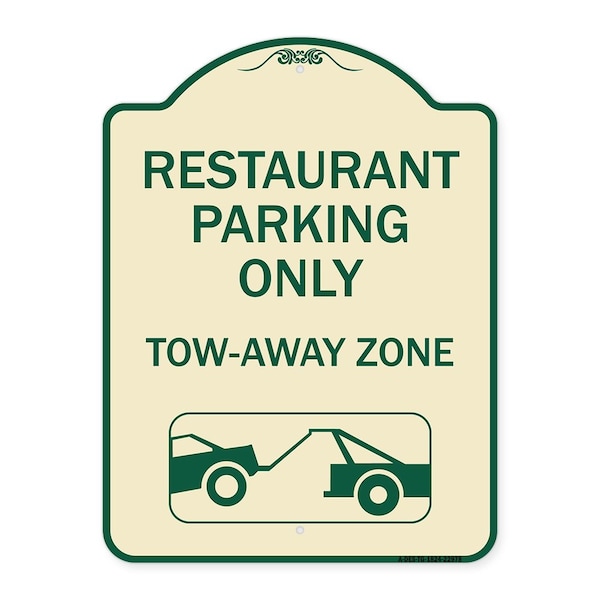 Restaurant Parking Tow-Away Zone W/ Car Tow Graphic Heavy-Gauge Alum Sign, 24" x 18", TG-1824-22978